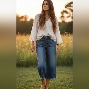 Desigual boho hippie peace sign wide leg jeans size 28